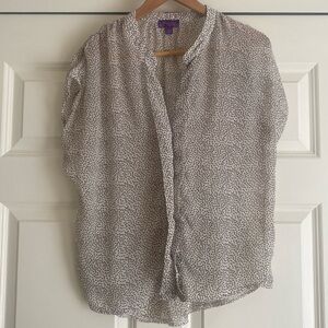 Hale Bob Sheer Mini Hearts Sleeveless V-Neck Blouse